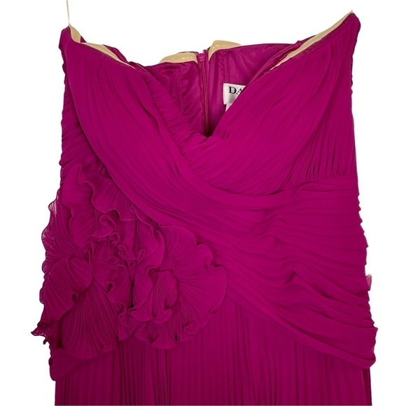 DAYMOR COUTURE 811SC RUFFLE FLORAL ACCENTED SWEETHEART PLEATED STRAPLESS GOWN - Picture 4 of 13